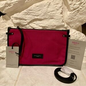 NWTGianni Chiarini Marcella fuchsia canvas clutch bag with black leather accents